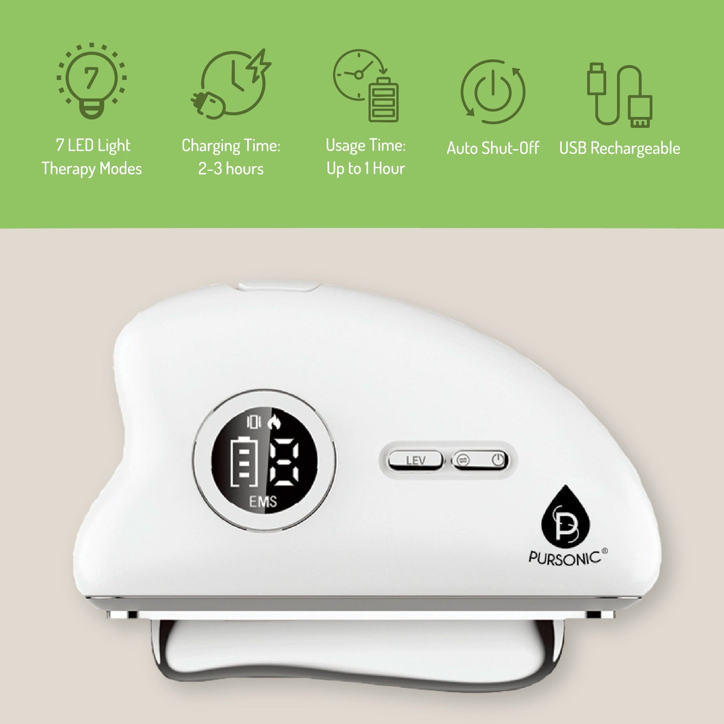 PURSONIC 2-in-1 Spa-Quality LED Light Skincare Bundle