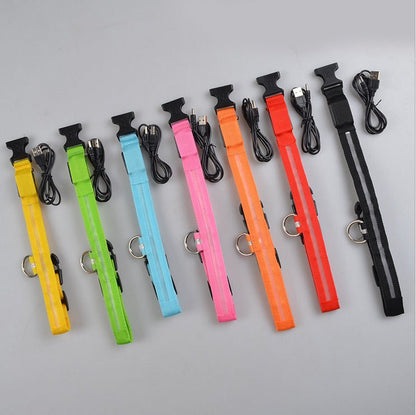 Nylon LED Pet Collar – Luminous Adjustable Night Safety for Dogs & Cats - More4LessLB