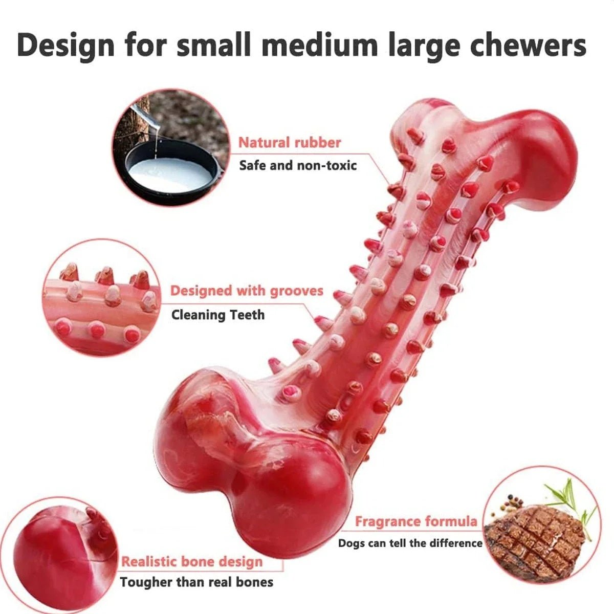 Natural Rubber Chew Toy – Strong & Safe for Aggressive Chewers - More4LessLB