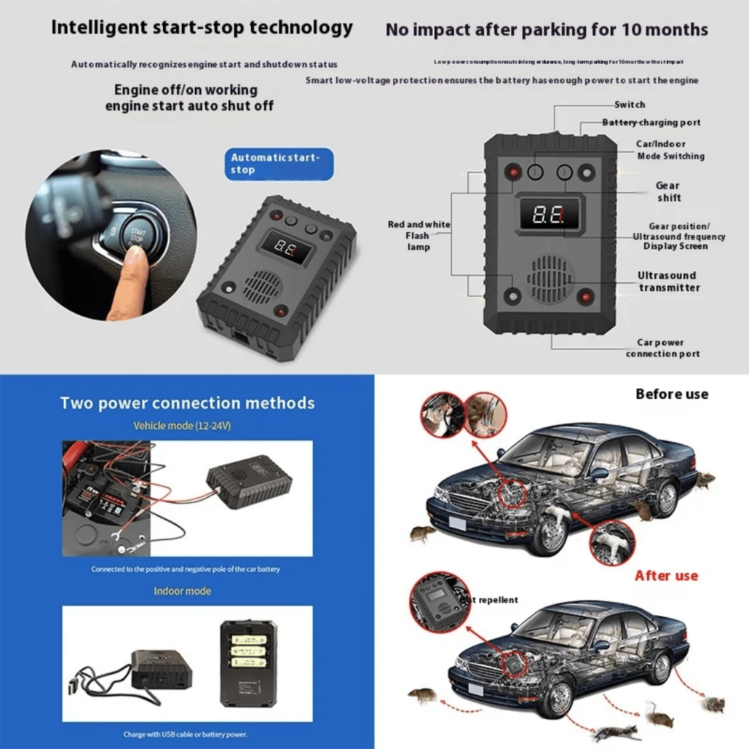 Ultrasonic Rodent Repeller – Protect Car Engine Wiring from Rats & Mice - More4LessLB