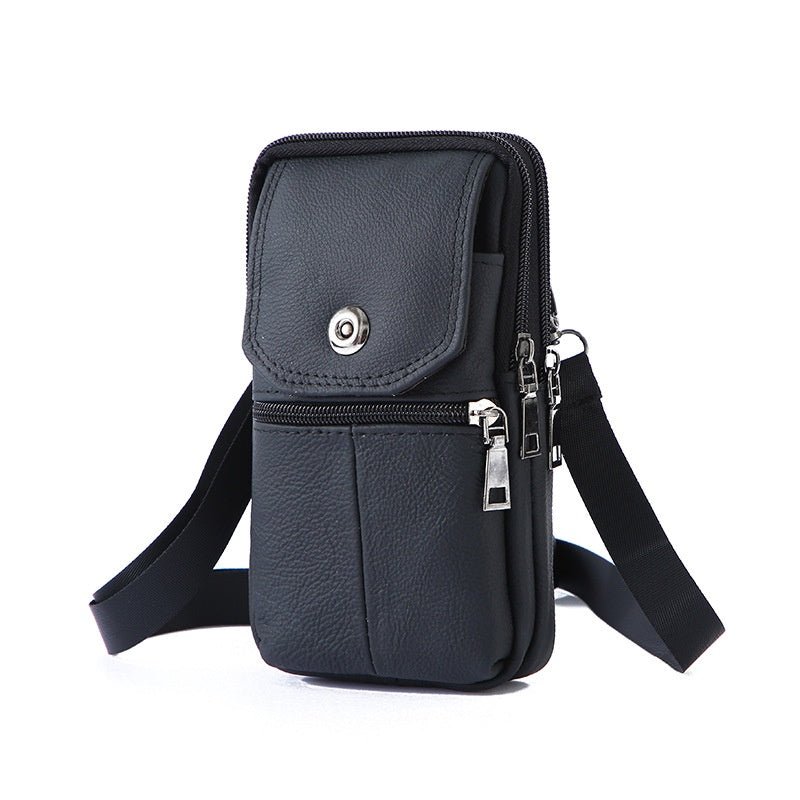 Leather Mobile Phone Shoulder Covers, Men's Belt Bags, Vertical Holster Belt Clip Pockets, Carrying Cases With Card Slots - More4LessLB
