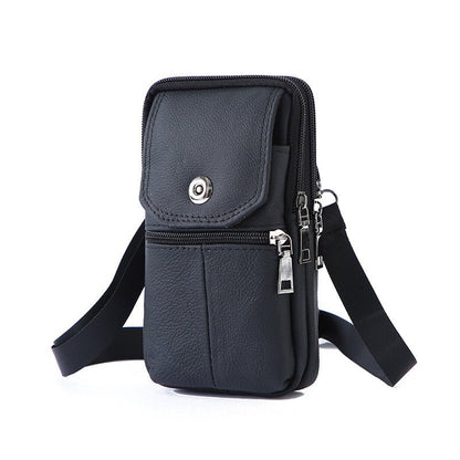 Leather Mobile Phone Shoulder Covers, Men's Belt Bags, Vertical Holster Belt Clip Pockets, Carrying Cases With Card Slots - More4LessLB