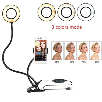 LED Selfie Ring Light – Adjustable Makeup & Live Streaming Light with 8cm Stand - More4LessLB