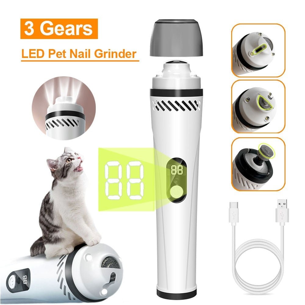 Pet Automatic Nail Grinder – 3 - Speed LED Electric Clipper - More4LessLB