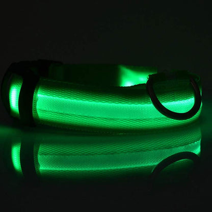 Nylon LED Pet Dog Luminous Collar Night Safety Flashing Glow in Dark Dog Cat Leash Adjustable Pet Supplies - More4LessLB