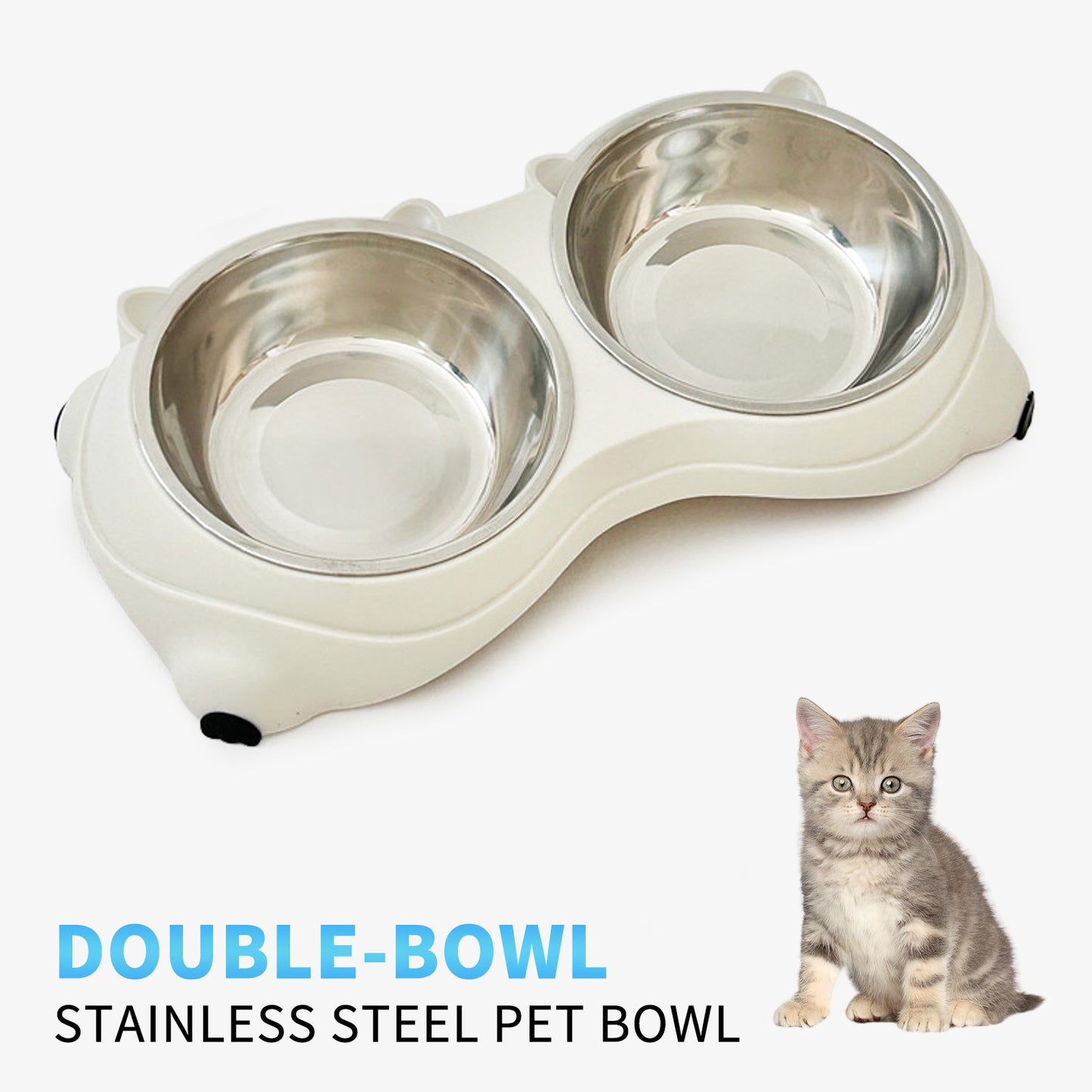 Double Stainless Steel Pet Bowl Set, Macaron Colors, Non - Slip Base And Easy To Clean For Cats And Dogs, Indoor And Outdoor Use - More4LessLB
