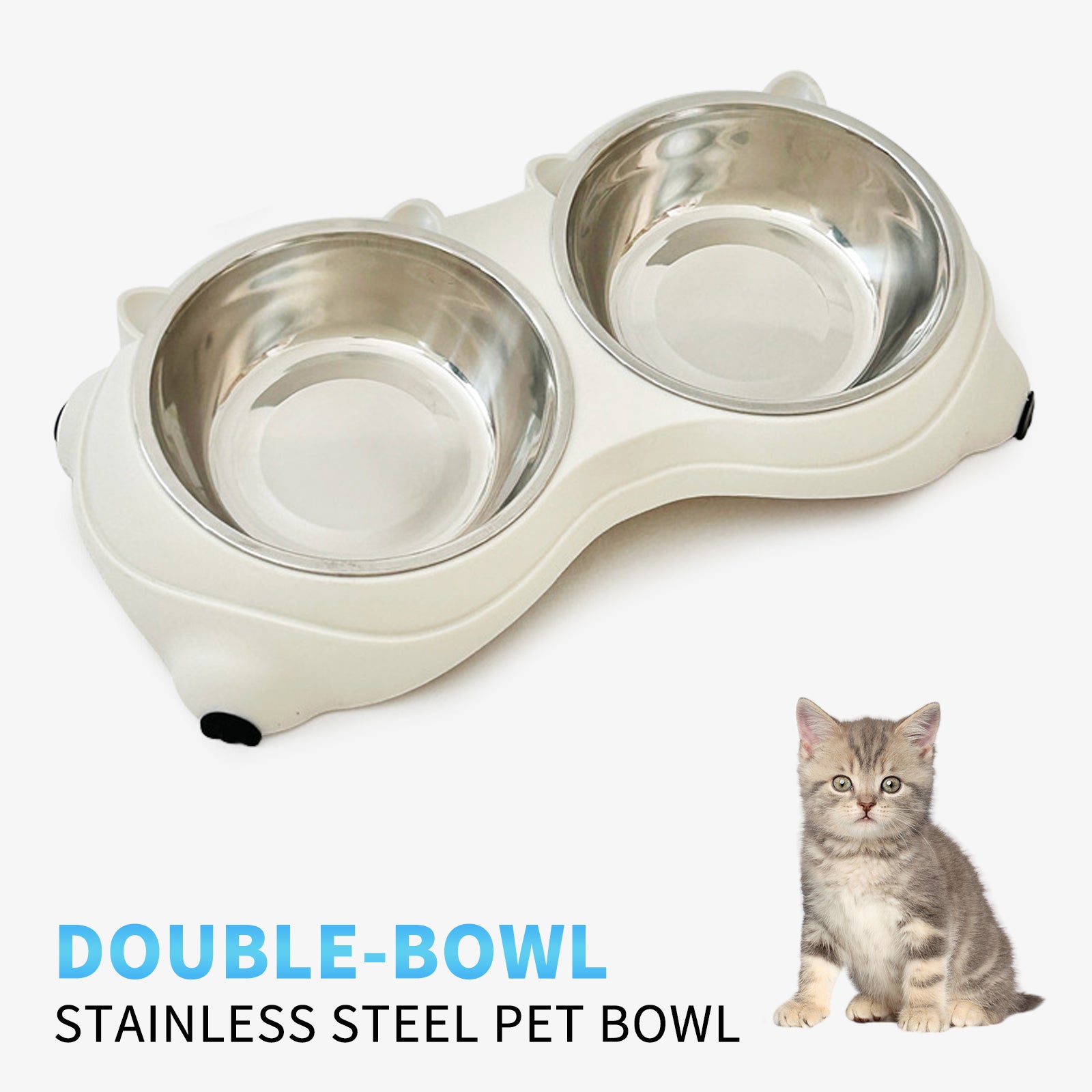 Double Stainless Steel Pet Bowl Set, Macaron Colors, Non - Slip Base And Easy To Clean For Cats And Dogs, Indoor And Outdoor Use - More4LessLB