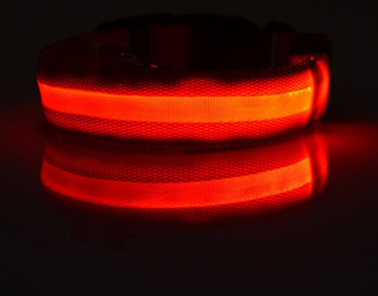 Nylon LED Pet Collar – Luminous Adjustable Night Safety for Dogs & Cats - More4LessLB