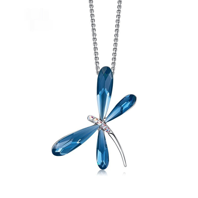 Ladies' Fashion Minimalist Versatile Crystal Dragonfly Necklace