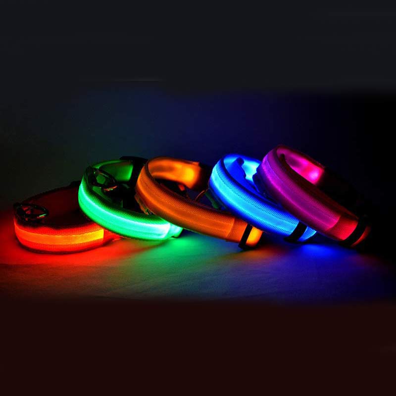 Nylon LED Pet Collar – Luminous Adjustable Night Safety for Dogs & Cats - More4LessLB