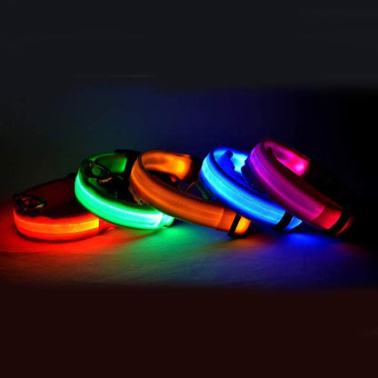 Nylon LED Pet Collar – Luminous Adjustable Night Safety for Dogs & Cats - More4LessLB