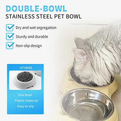 Double Stainless Steel Pet Bowl Set, Macaron Colors, Non - Slip Base And Easy To Clean For Cats And Dogs, Indoor And Outdoor Use - More4LessLB