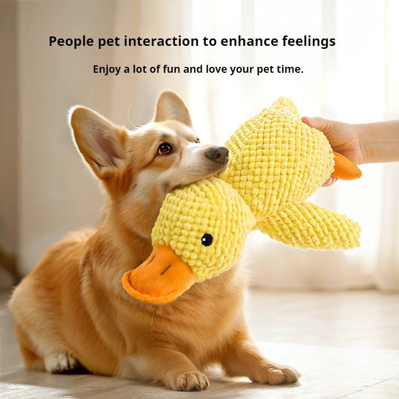 Calming Plush Duck Dog Toy – Interactive Chew & Squeak - More4LessLB