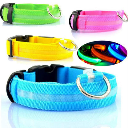 Nylon LED Pet Collar – Luminous Adjustable Night Safety for Dogs & Cats - More4LessLB