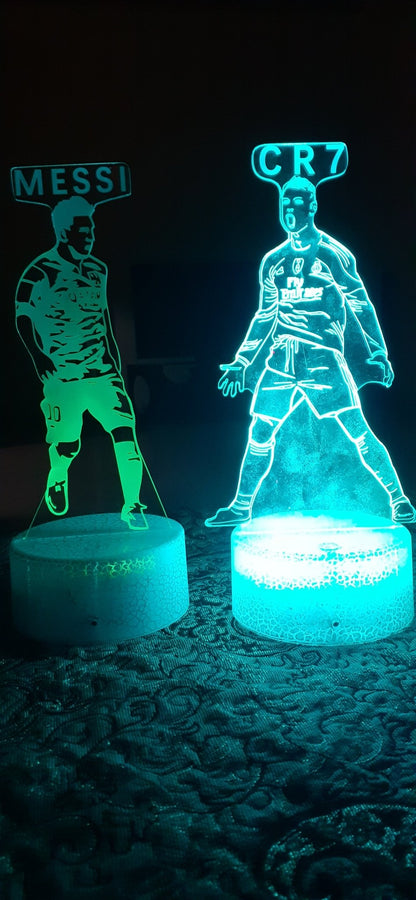 Touch control football lamp featuring Ronaldo and Messi