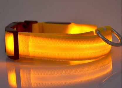 Nylon LED Pet Collar – Luminous Adjustable Night Safety for Dogs & Cats - More4LessLB
