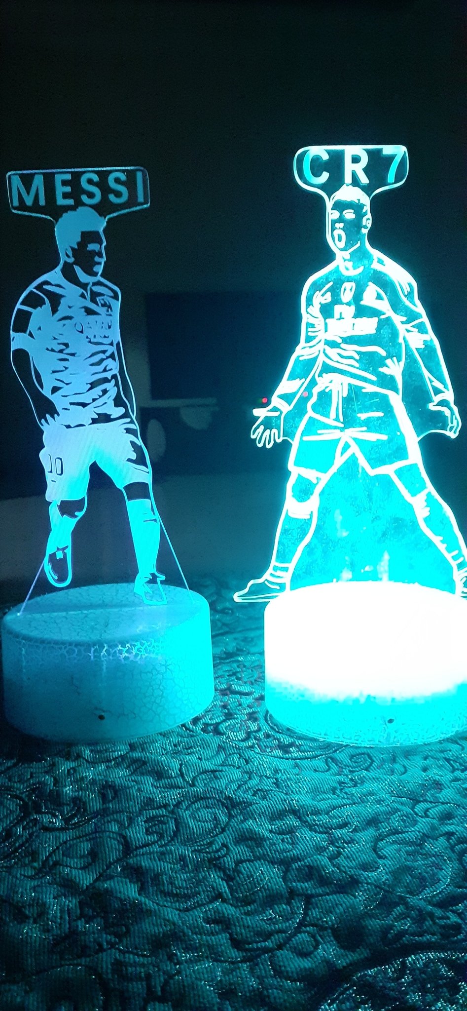 Stylish office LED lamp with famous football heroes