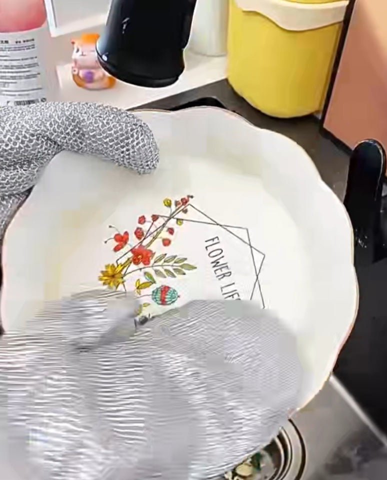 Metal fabric dishwashing gloves front view