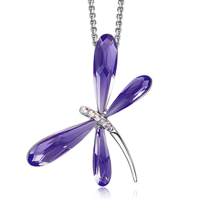 Ladies' Fashion Minimalist Versatile Crystal Dragonfly Necklace