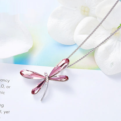 Ladies' Fashion Minimalist Versatile Crystal Dragonfly Necklace