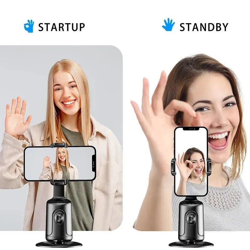 360° Auto Face Tracking AI Gimbal – Smart Phone Holder Tripod for Video, Vlog & Live Streaming - More4LessLB