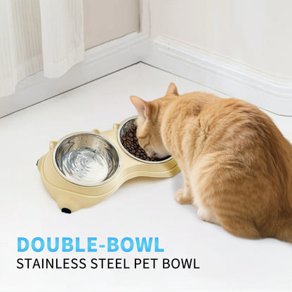 Double Stainless Steel Pet Bowl Set, Macaron Colors, Non - Slip Base And Easy To Clean For Cats And Dogs, Indoor And Outdoor Use - More4LessLB