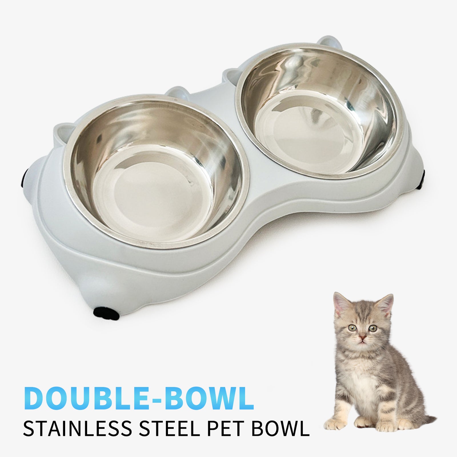 Double Stainless Steel Pet Bowl Set, Macaron Colors, Non - Slip Base And Easy To Clean For Cats And Dogs, Indoor And Outdoor Use - More4LessLB