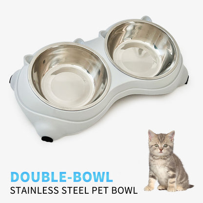 Double Stainless Steel Pet Bowl Set, Macaron Colors, Non - Slip Base And Easy To Clean For Cats And Dogs, Indoor And Outdoor Use - More4LessLB