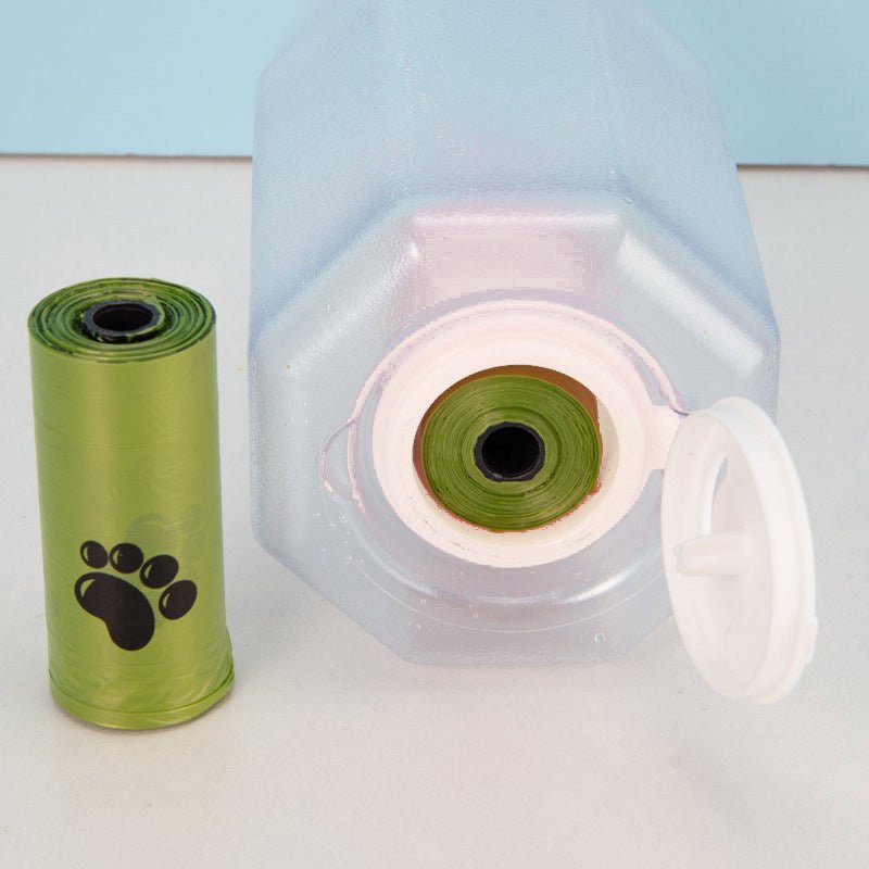 3 - in - 1 Portable Pet Water Bottle – Feeder & Poop Bag Dispenser - More4LessLB