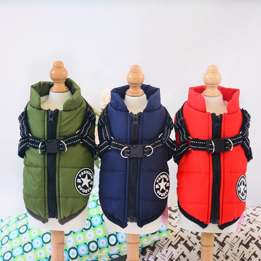 Waterproof Dog Clothes Winter Dog Coat With Harness Warm Pet Clothing Big Dog Jacket Chihuahua Labrador Coat Costume - More4LessLB