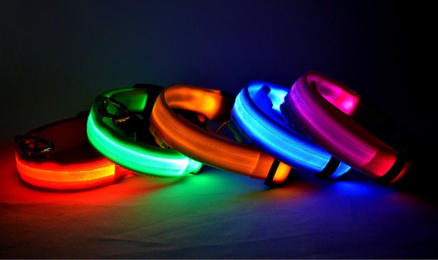 Nylon LED Pet Collar – Luminous Adjustable Night Safety for Dogs & Cats - More4LessLB