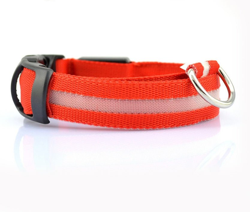 Nylon LED Pet Collar – Luminous Adjustable Night Safety for Dogs & Cats - More4LessLB