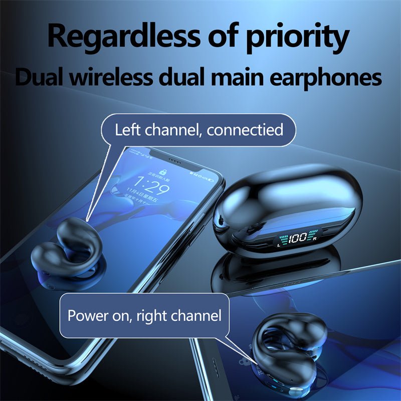 Bone Conduction Headphones TWS Earbuds Ear Clip Bluetooth 5.3 Touch Wireless Earphone In - Ear Bass HIFI Sports Headset - More4LessLB