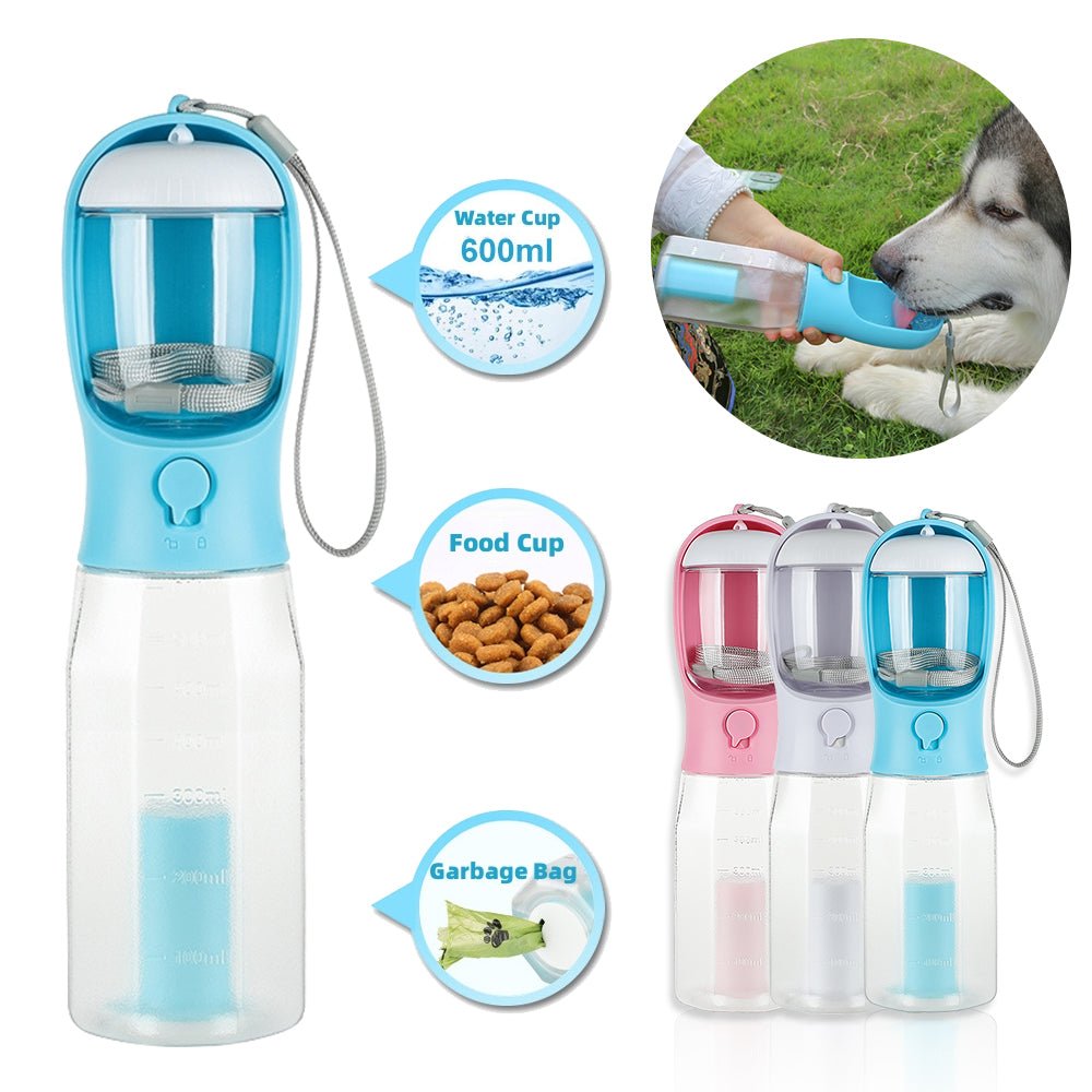 Portable Cat Dog Water Bottle Food Feeder Drinker Poop Dispenser 3 In 1 Leak - proof Multifunctional Dog Water Bottle Pet Products - More4LessLB