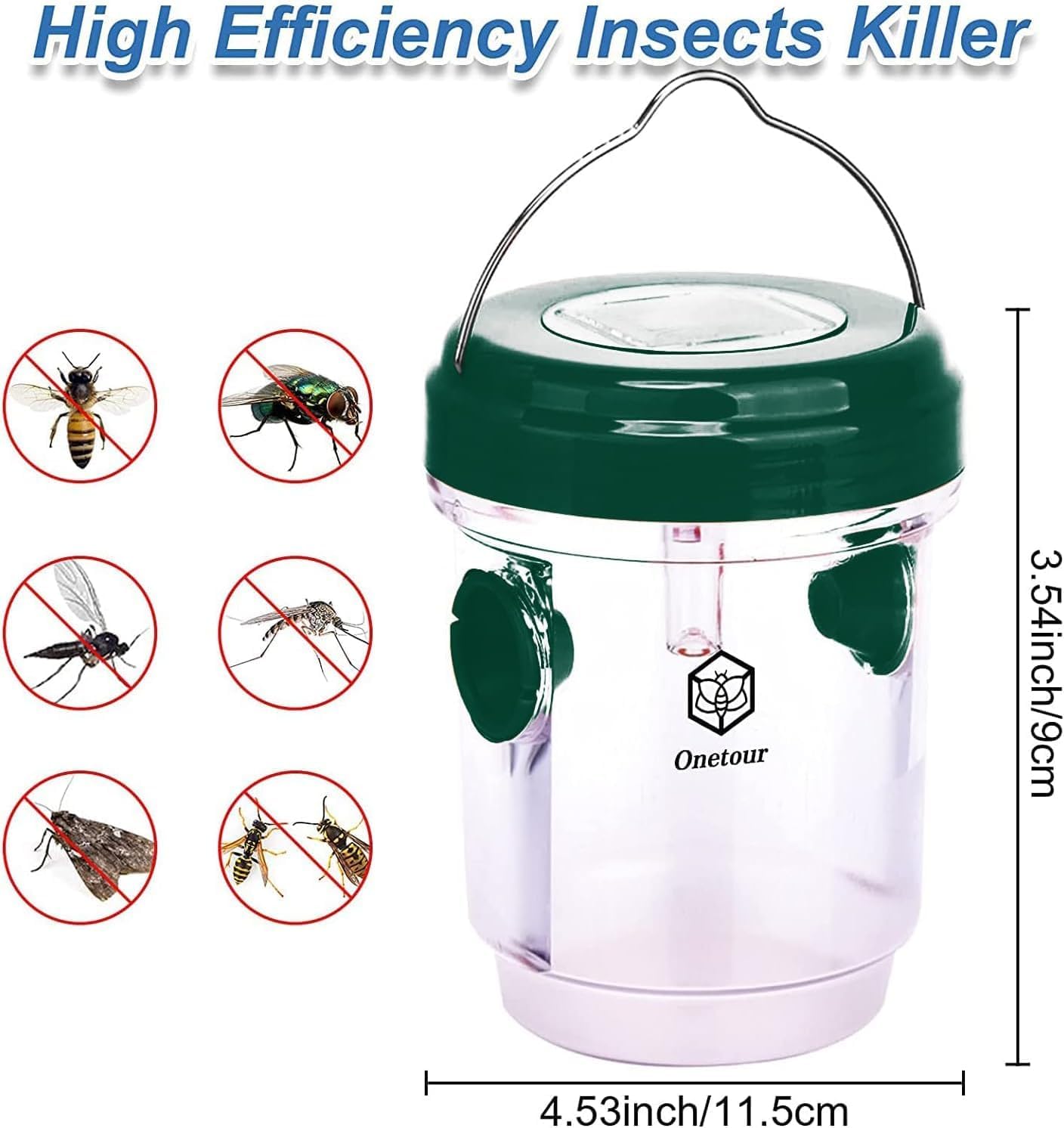 Hornets and wasps UV trap with solar-powered top
Dimentions