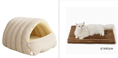 Removable And Washable Closed Cat House Winter Warm Pet Sleeping Nest - More4LessLB