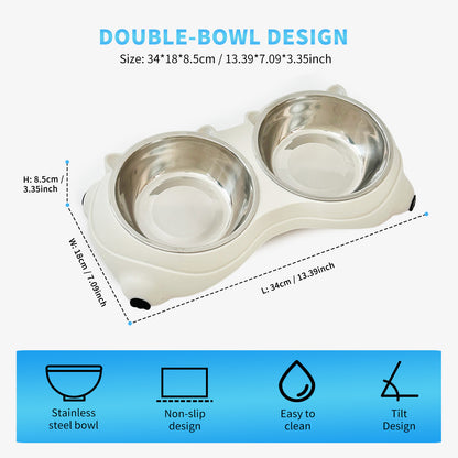 Double Stainless Steel Pet Bowl Set, Macaron Colors, Non - Slip Base And Easy To Clean For Cats And Dogs, Indoor And Outdoor Use - More4LessLB