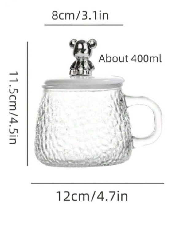 Teddy Bear Glass Jar Mug – 400ml Dimentions