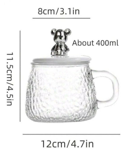 Teddy Bear Glass Jar Mug – 400ml Dimentions