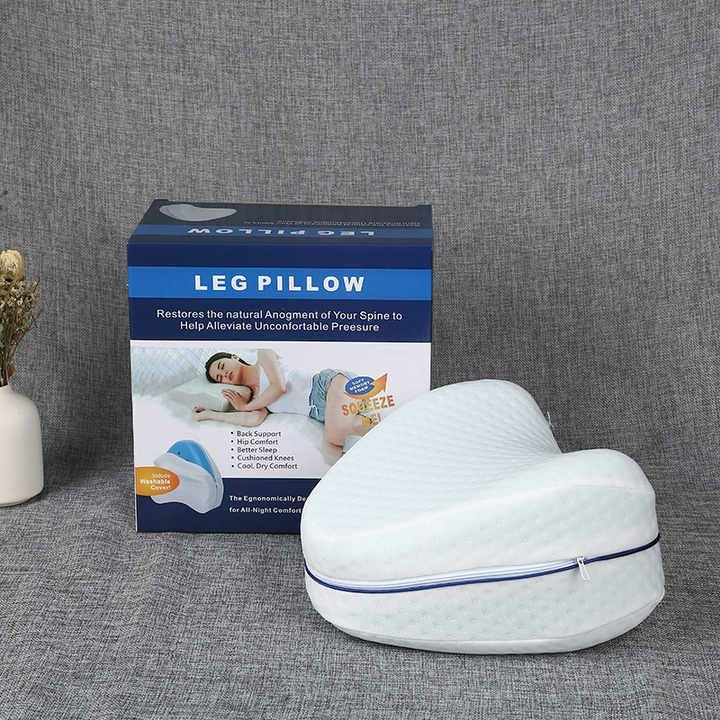 Close-up showing Healthy Legs Pillow and box