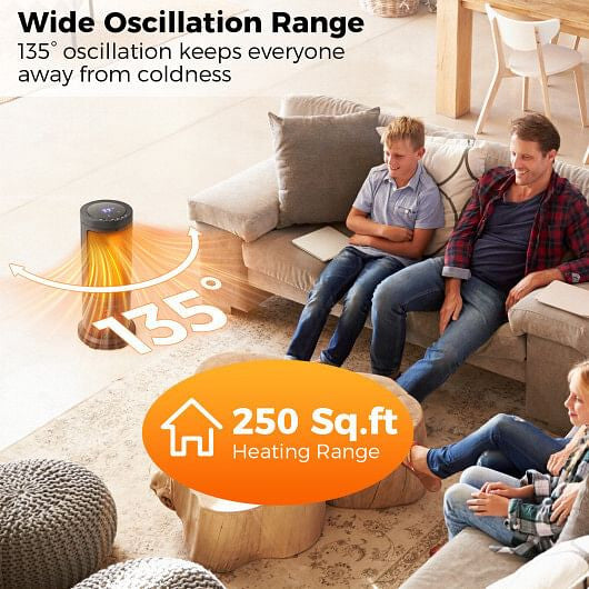17 Inch 1500W Portable Tower Space Heater with 135?° Oscillation-Black