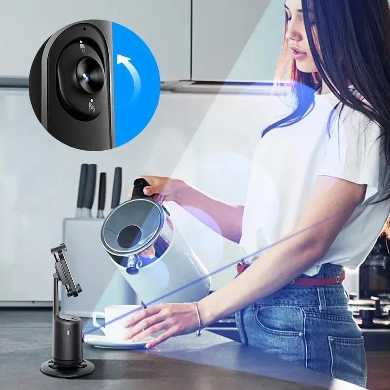 360° Auto Face Tracking AI Gimbal – Smart Phone Holder Tripod for Video, Vlog & Live Streaming - More4LessLB