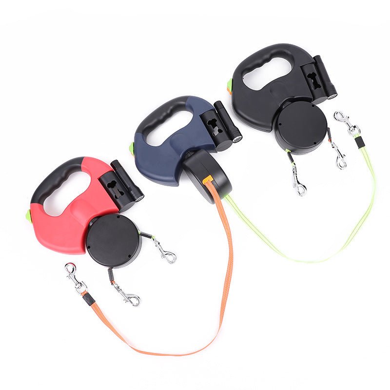 Retractable Dog Leash For Small Dogs Reflective Dual Pet Leash Lead 360 Swivel No Double Dog Walking Leash With Lights Pet Products - More4LessLB