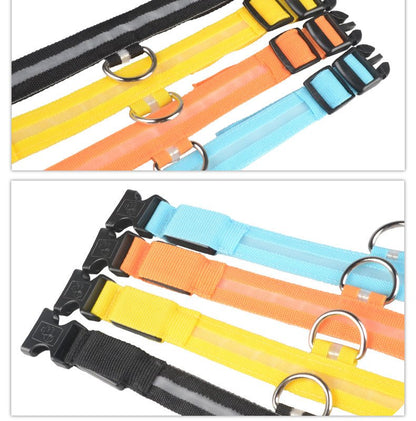 Nylon LED Pet Collar – Luminous Adjustable Night Safety for Dogs & Cats - More4LessLB