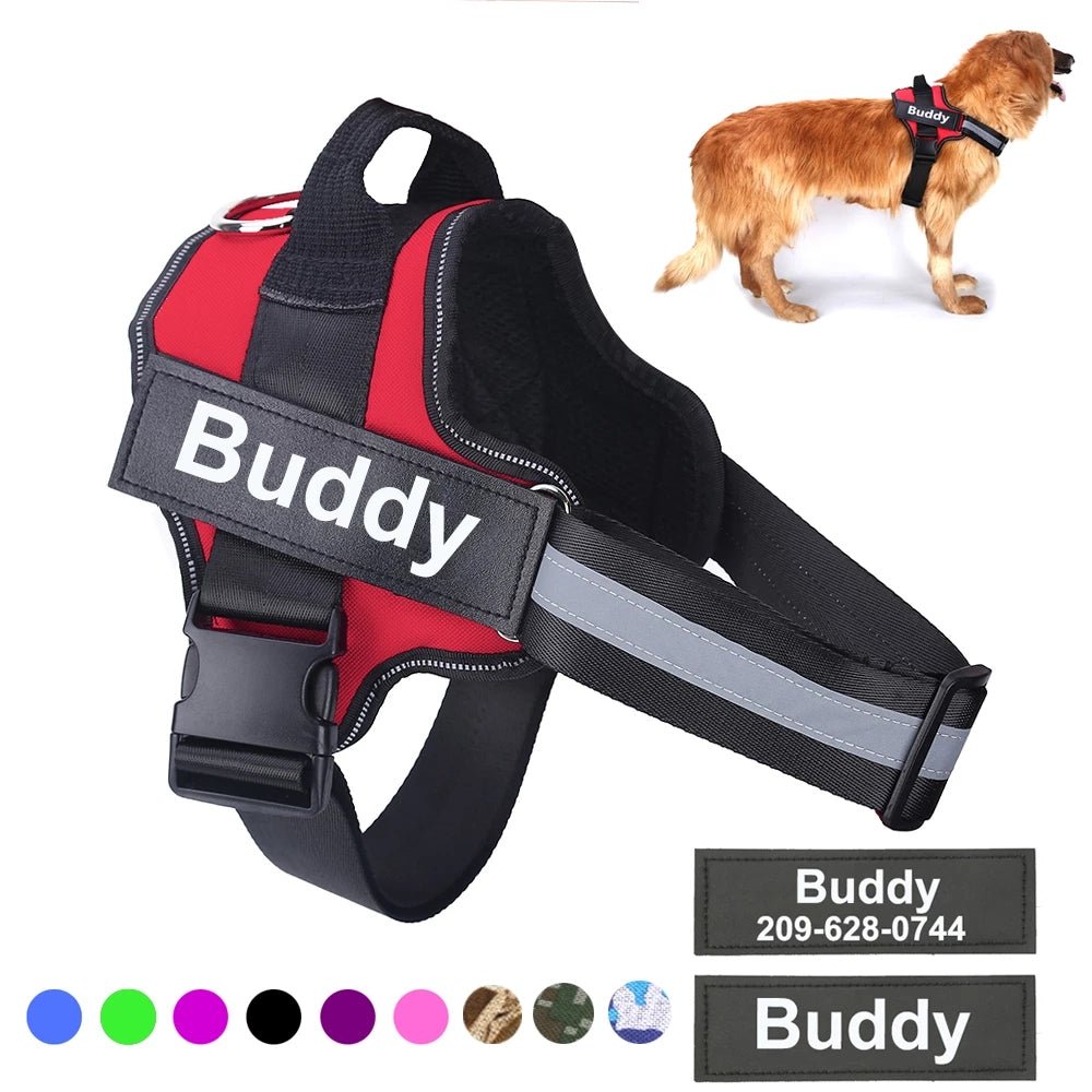Personalized Dog Harness NO PULL Reflective Breathable Adjustable Pet Harness Vest For Small Large Dog Custom Patch Pet Supplies - More4LessLB