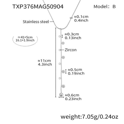 INS Minimalist Stitched Small Flower Round Zircon Necklace Bracelet Set