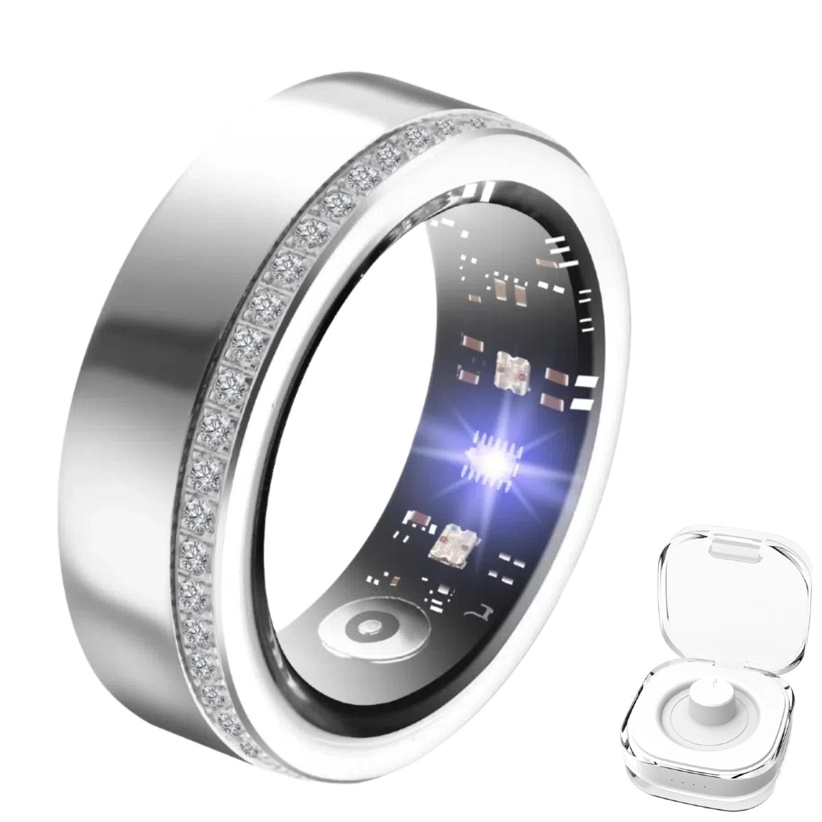 2025 New Smart Ring For Women Luxury Elegant Diamond Ring With Visible Tech Core Heart Rate Sleep Tracker Fitness Health Monitor IP68 Waterproof Compatible - More4LessLB