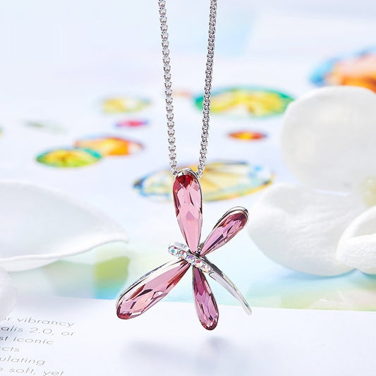 Ladies' Fashion Minimalist Versatile Crystal Dragonfly Necklace