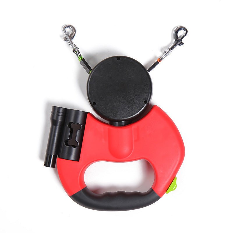 Retractable Dog Leash For Small Dogs Reflective Dual Pet Leash Lead 360 Swivel No Double Dog Walking Leash With Lights Pet Products - More4LessLB