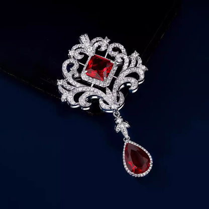 New Emerald Crystal Hollow-out Retro Court-style Brooch For Women